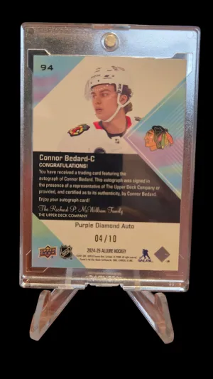 Connor Bedard 2024-25 Upper Deck Allure Purple Diamond Auto 4/10 Blackhawks #94 back